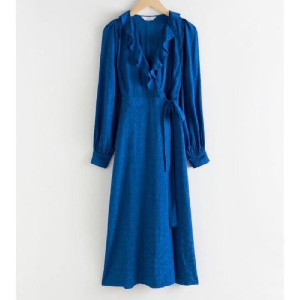 & other Stories- Bright Blue Midi Wrap Dress-NWT